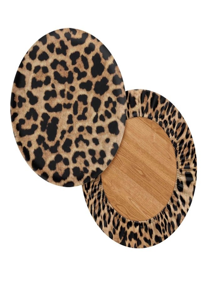 GLENLCWE Wild Leopard Cheetah Print Stool Covers Round Set of 2 Polyester Fashion Bar Stool Slipcovers Seat Cushion Elastic Round Non Slip Bar Stool Seat Covers,14-16inch - Image 2